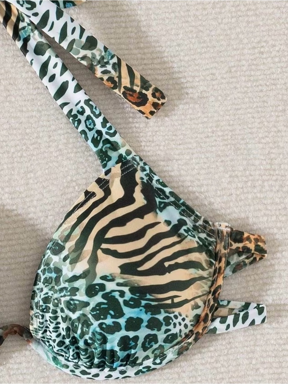 Leopard Zebra Animal Print Halter Underwire Bikini Set - Picture 7 of 13